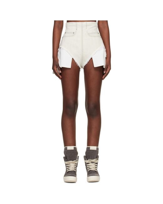 Rick Owens Black Off- Temple Dirt Cutoff Denim Shorts