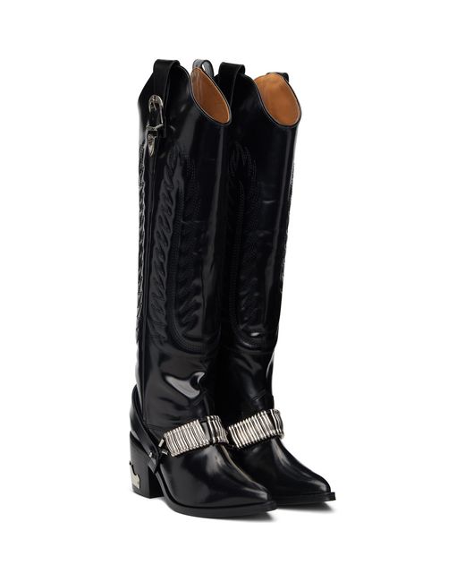 Toga Black Leather Tall Boots