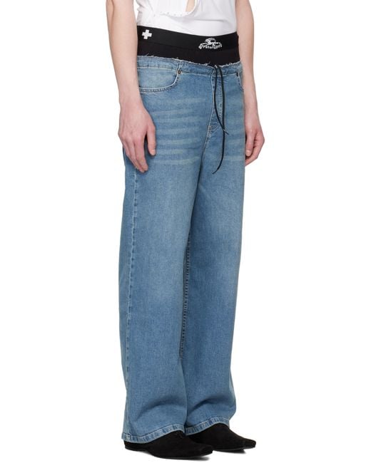 PROTOTYPES Blue Waistband Regular Jeans for men