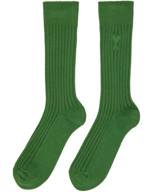 AMI Green Ami De Cœur Socks for men