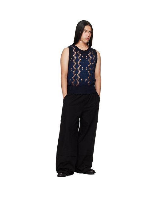 Egonlab Blue Textured Knit Tank Top for men