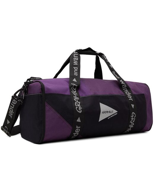 And Wander Black Gramicci Edition Multi Patchwork Boston Duffle Bag for men