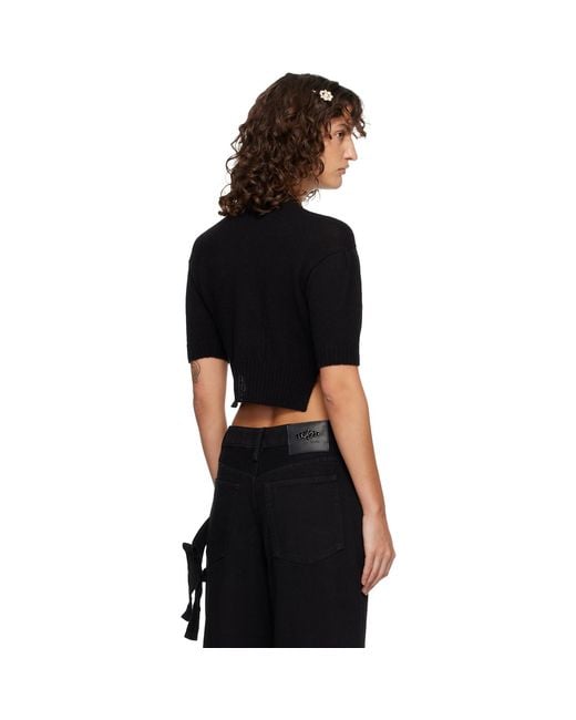 Simone Rocha Black Cropped Cashmere Cardigan