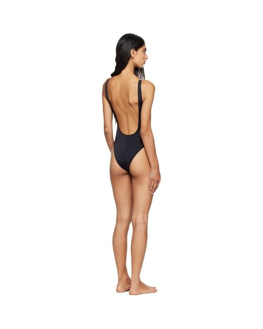 Versace Blue Embroidered-Logo One-Piece Swimsuit