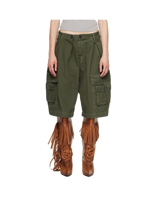 Abra Green Khaki Cotton Cargo Shorts