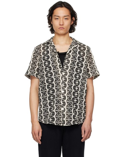 Chemise Hypnotise Cuba Noir Et Blanc Cassé En Tricot À Mailles Ouvertes Oas pour homme en coloris Black