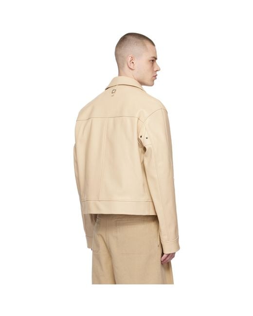 Wooyoungmi Natural Beige Cropped Leather Jacket for men