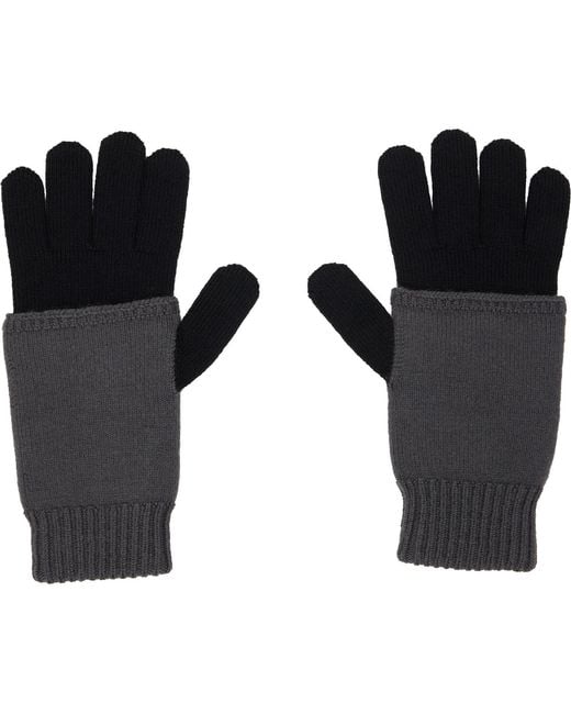 MM6 by Maison Margiela Black Two-Tone Knit Gloves