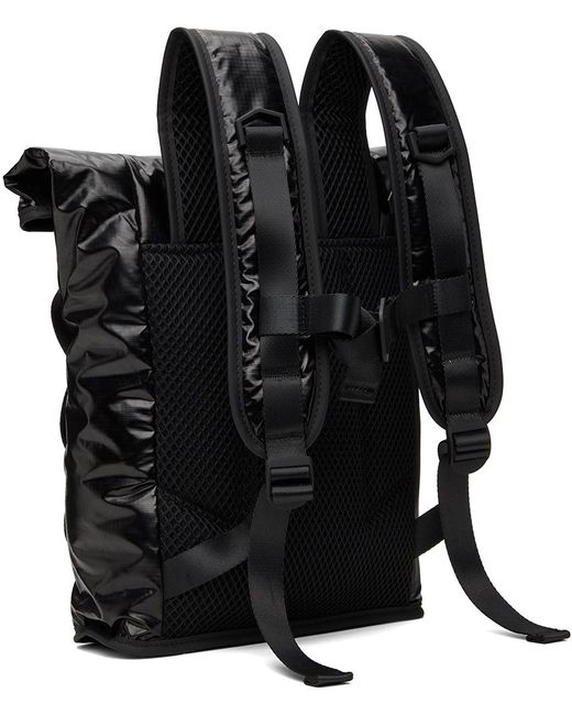 Rains Black Sibu Rolltop Rucksack Mini Backpack for men