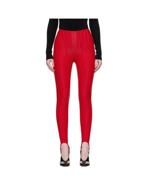 Mugler Red Ssense Exclusive Corseted Leggings