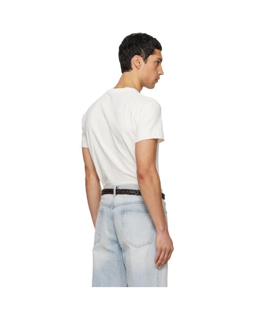 TONYWACK White Off- Garment Dyed Raw Edge T-Shirt for men