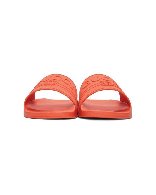 Gucci Orange Pursuit Pool Slides for Men Lyst
