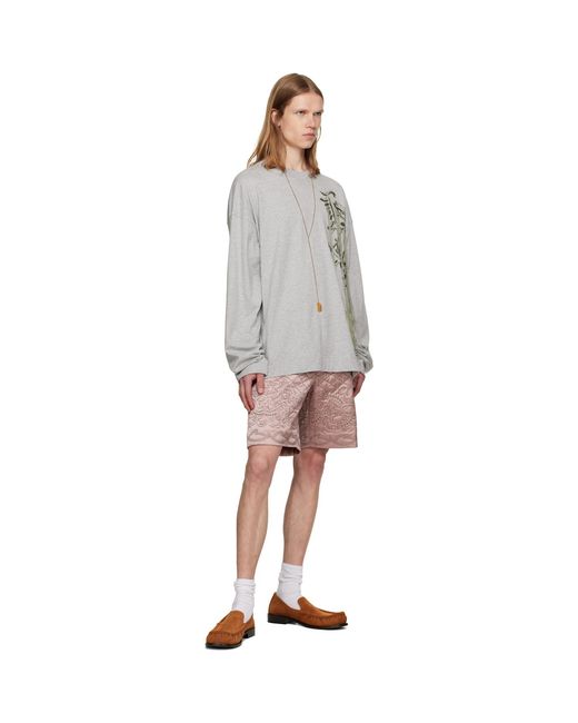 Dries Van Noten Gray Embroidered T-Shirt for men