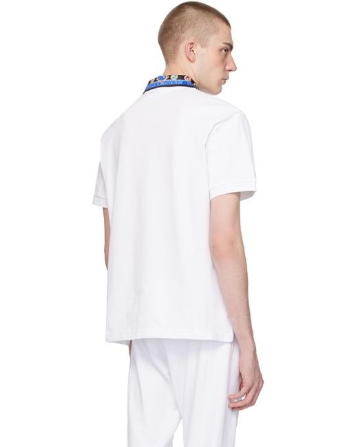 Polo blanc à logo heart couture Versace pour homme en coloris White