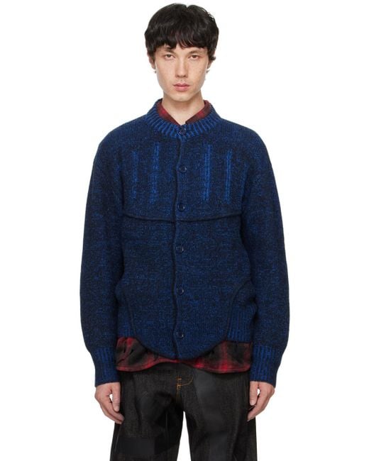 JUNTAE KIM Blue Two-Tone Corset Cardigan for men