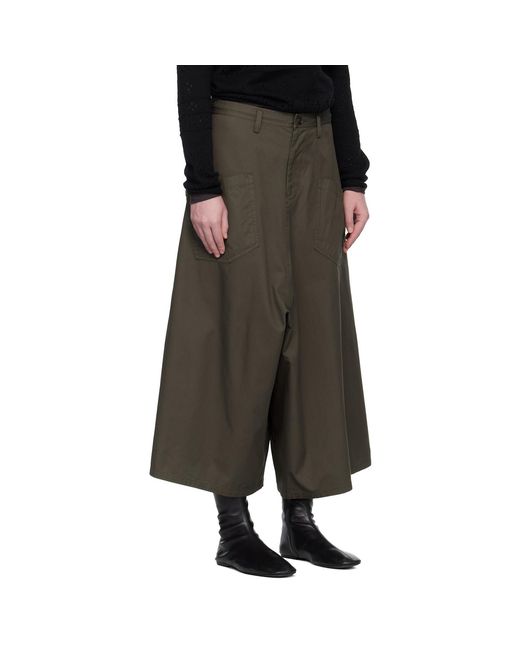 Y's Yohji Yamamoto Black Cotton Twill Drop Flare Trousers