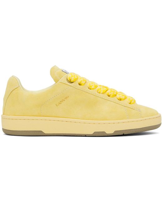 Lanvin Black Yellow Suede Curb Lite Sneakers for men