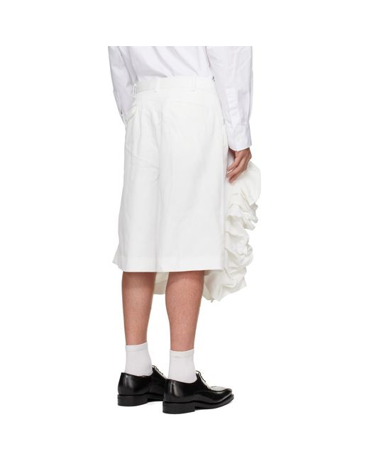 Comme des Garçons White Polyester Heavy Kersey Shorts for men