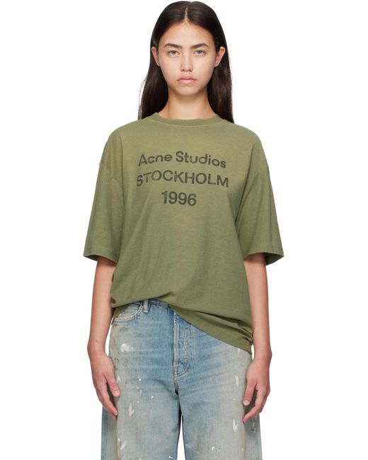T-Shirt Décontracté Vert À Logo Acne en coloris Green