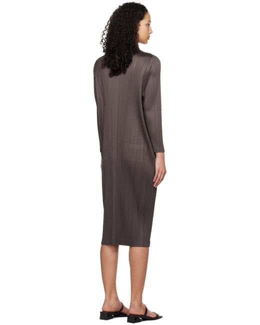 Pleats Please Issey Miyake Black Gray Monthly Colors January Maxi Dress