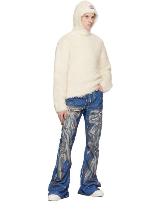 メンズ Acne ホワイト アルパカブレンド プルオーバー Blue