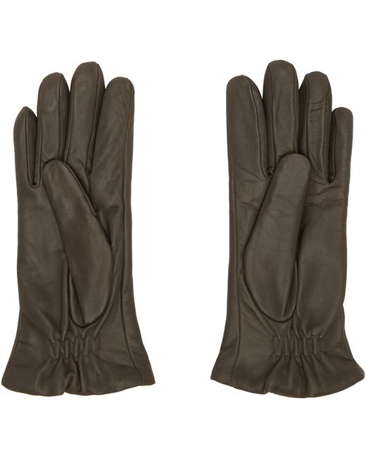 Totême Green Leather Gloves