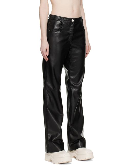 MSGM Black Paneled Faux-leather Trousers