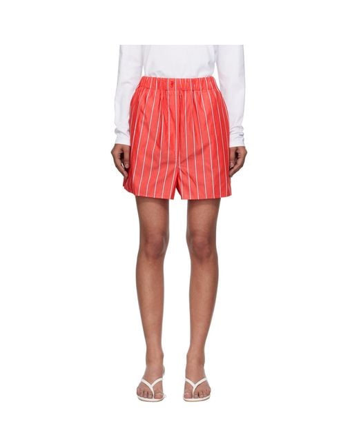 Frankie Shop Red Lui Striped Cotton Boxer Shorts