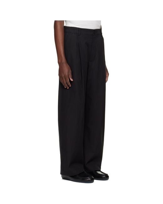 Studio Nicholson Black Shire Cotton Pleated Trousers for men