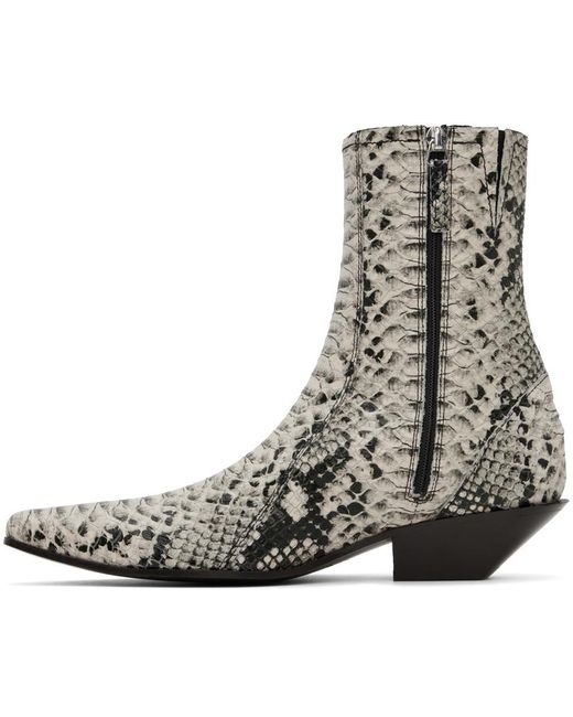 Acne Brown Beige Snake Ankle Boots