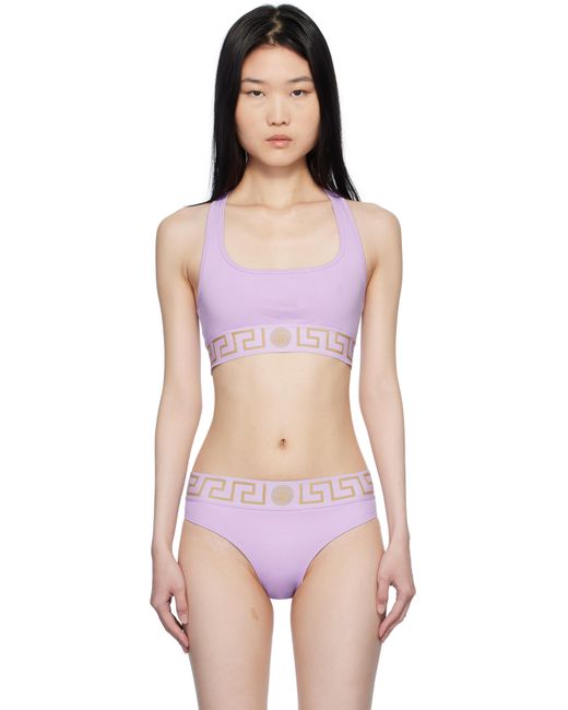 Versace Greca Border Scoop Bralette in Black | Lyst