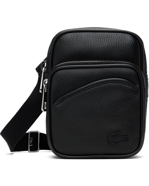 Lacoste Leather Crossbody Messenger Bag in Black for Men | Lyst