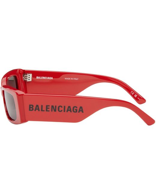 Balenciaga Red Everyday Rectangular Sunglasses