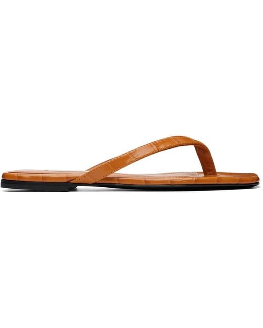 Totême Black Croco-Embossed Flip-Flops