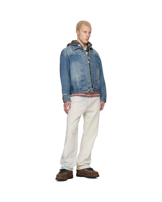 Aape By A Bathing Ape Blue 'Aape' Main Denim Jacket for men