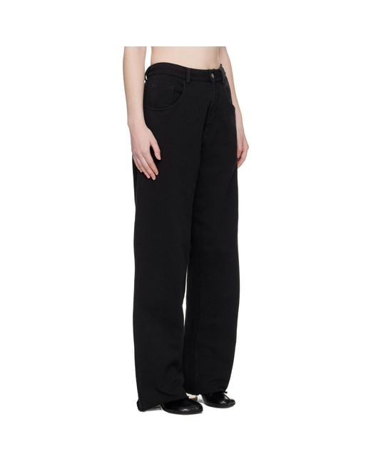 MM6 by Maison Margiela Black Wide-Leg Cotton Trousers