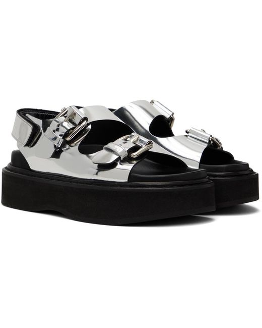 Simone Rocha Black Silver Pearl Daisy Platform Sandals