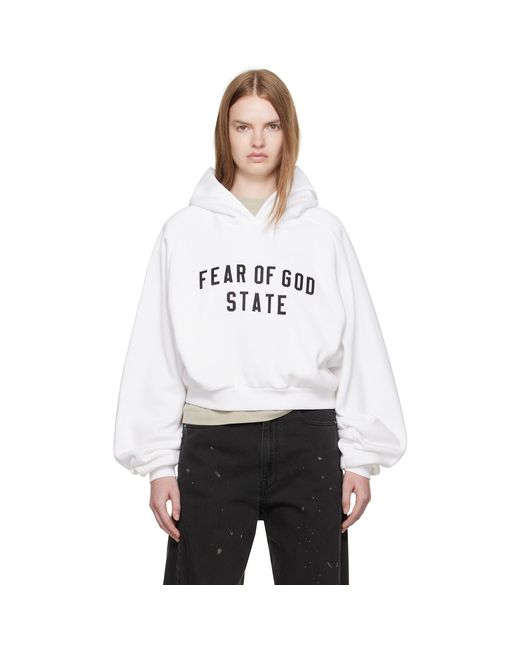 Fear Of God White Fleece Raglan Hoodie
