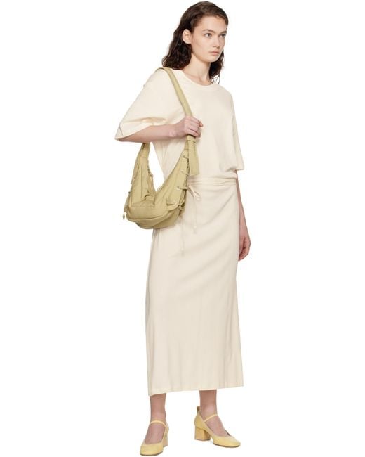 Robe T-Shirt Midi Blanc Cassé À Ceinture Et À Col En Tricot Côtelé Lemaire en coloris Black