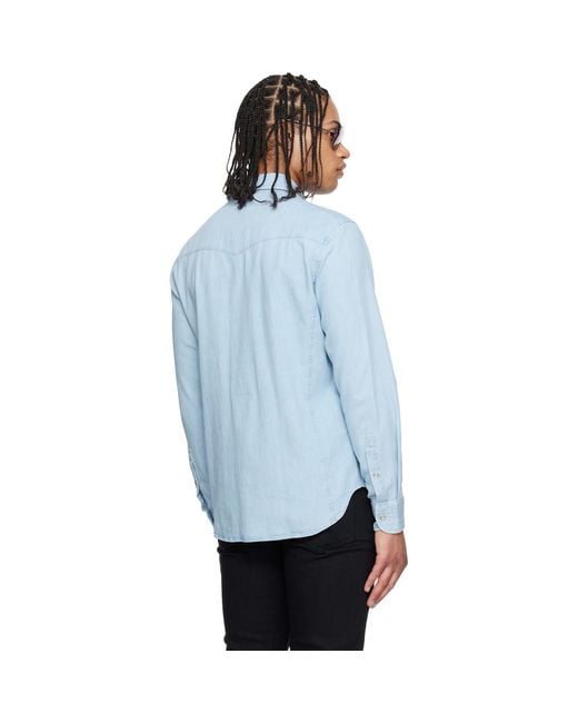 Tom Ford Blue Denim Chambray Western Shirt for men