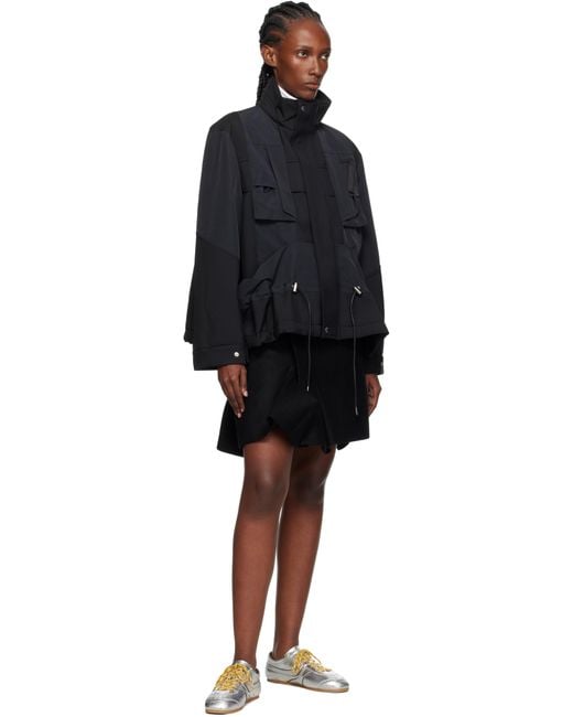 Sacai Black Suiting Bonding X Grosgrain Jacket