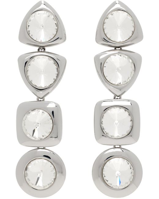 Boucles d'oreilles pendantes argentées à ornements en verre taillé Area en coloris White
