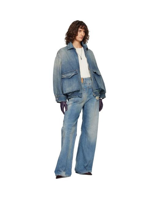 MM6 by Maison Margiela Blue Twist Wide Leg Jeans