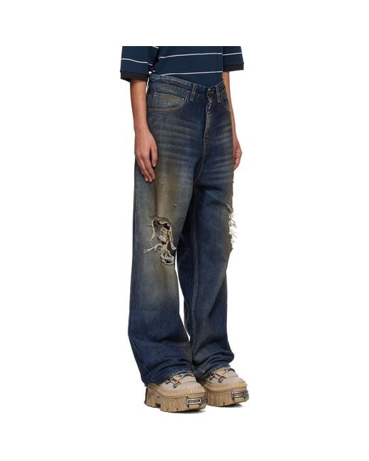 Vetements Blue Trashed Jeans