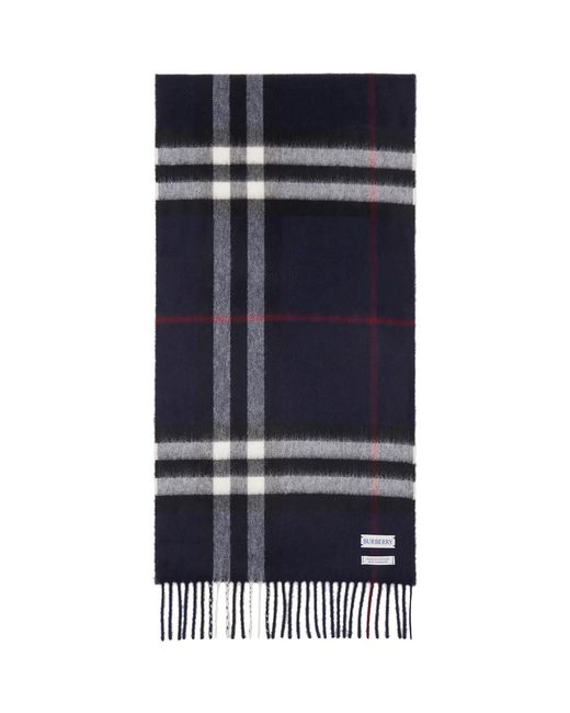 Burberry Blue Check Cashmere Scarf for men