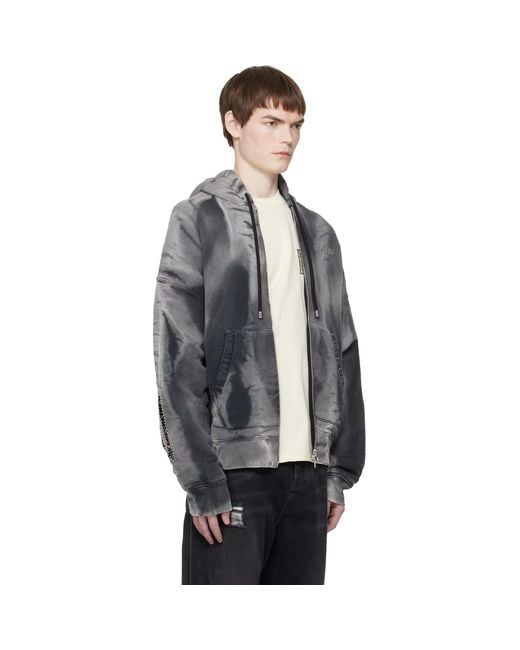 Amiri Black Bones Studded Oversized Zip Hoodie for men