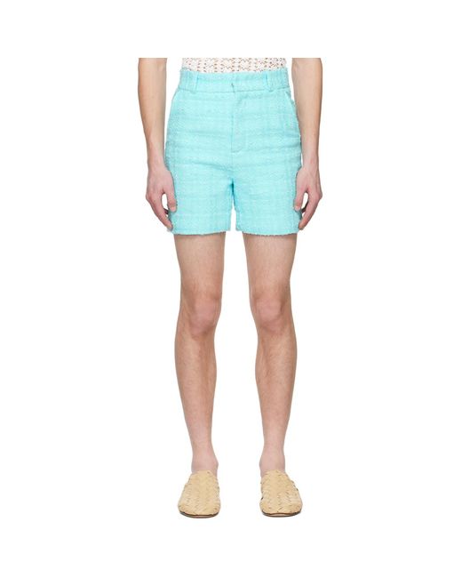 young n sang Blue Sequinned Shorts for men