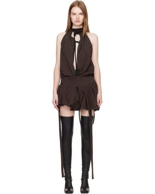 OTTOLINGER ブラウン ジャージ ネックホルダー バルーン ミニワンピース Black