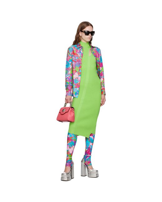 Versace Green Slashed Midi Dress
