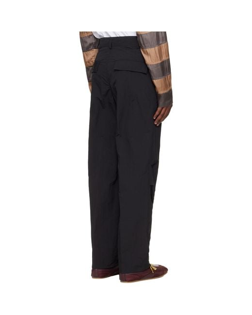 Dries Van Noten Black Taffeta Trousers for men